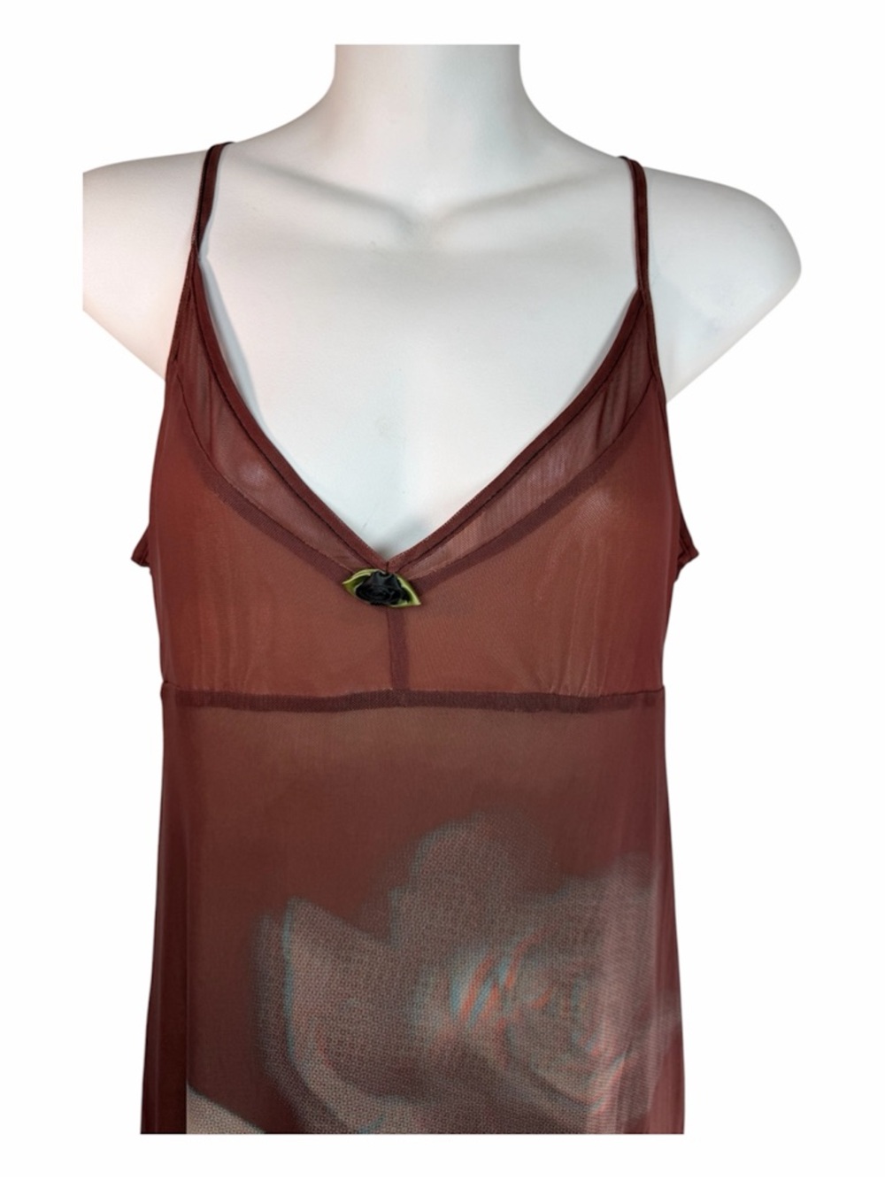 Maxi Slip Dress Kimchi Blue Ginnie Printed Mesh M Floral Brown Botanical Summer - Picture 3 of 12